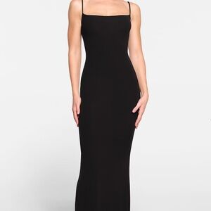 Skims ribbed maxi dress black
